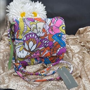 Vera Bradley Floral Crossbody Bag in Pink and Blue